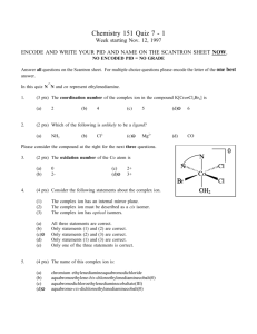 Chemistry 151 Quiz 7