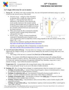 AP* Chemistry THERMOCHEMISTRY