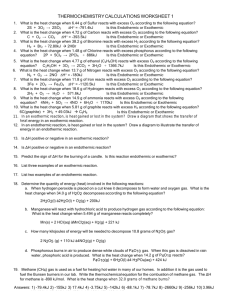 thermochemistry calculations worksheet 1