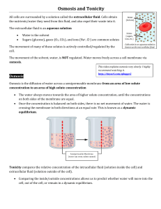 Osmosis and Tonicity Note