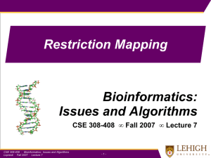 Bioinformatics: Issues and Algorithms Restriction Mapping