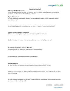 Selecting a Method Worksheet - Division of Student Affairs