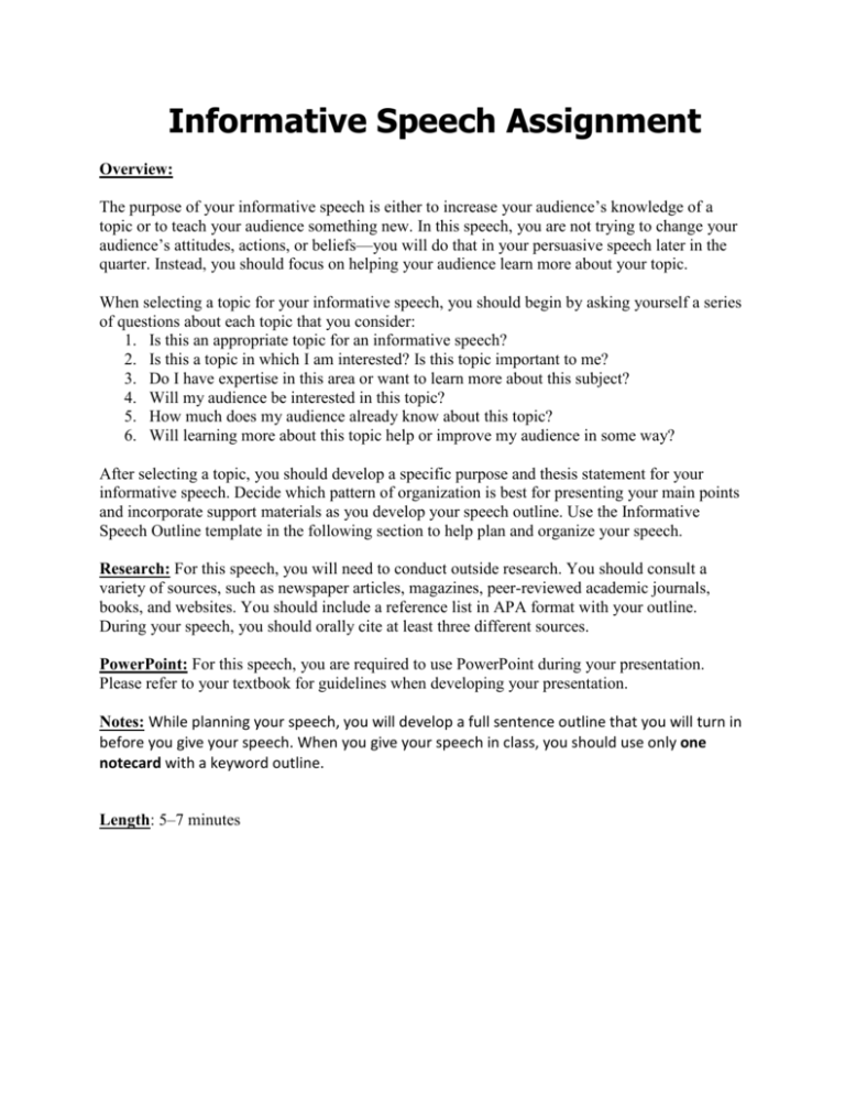 thesis for informative speech examples