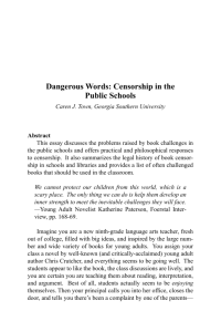 Dangerous Words: Censorship in the Public Schools