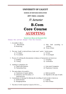 Auditing - University of Calicut