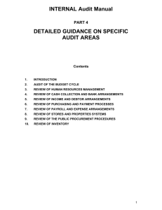 INTERNAL Audit Manual DETAILED GUIDANCE ON SPECIFIC