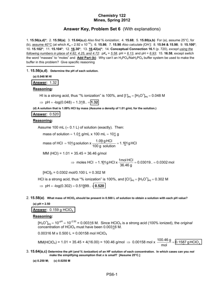 Answer Key Problem Set 6 With Explanations