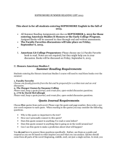 Summer Reading Requirements Quote Journal Requirements
