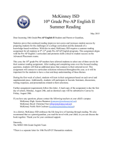 10th PreAP Summer Reading Assignment Letter