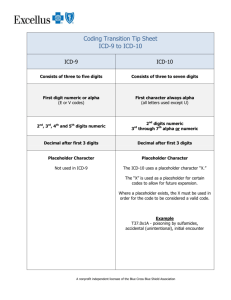 Coding Transition Tip Sheet ICD-9 to ICD-10