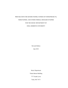 Senior Paper Handbook - Oral Roberts University