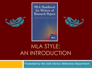 MLA Style: An Introduction