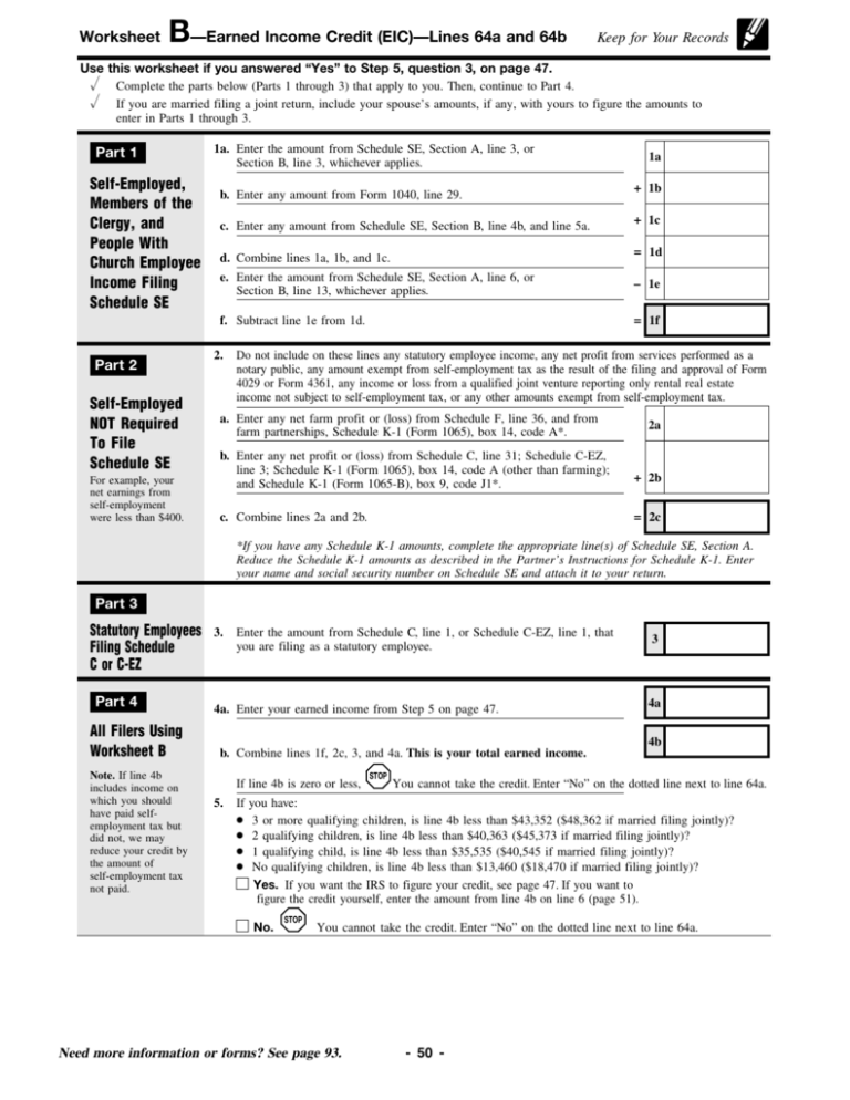 EIC Worksheet B