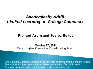 Academically Adrift - Texas Higher Education Coordinating Board