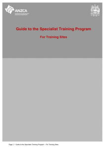 Guide to the Specialist Training Program