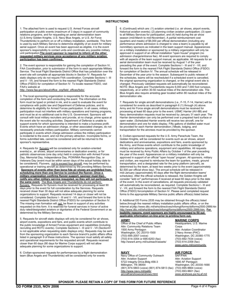 DD FORM 2535 NOV 2006