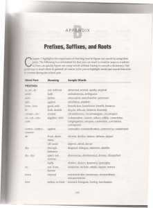 Prefixes, Suffixes, and Roots C