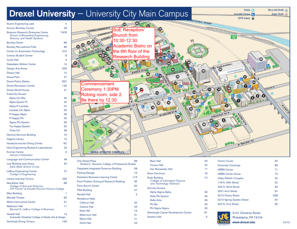 Drexel University Campus Map Commencement Map 2012