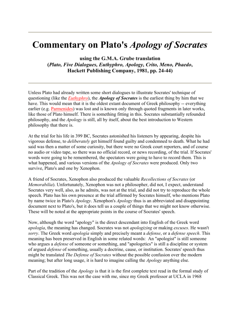 essay on plato apology of socrates