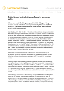 Stable figures for the Lufthansa Group in passenger traffic
