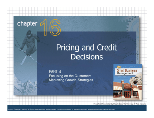 Pricing and Credit Decisions Pricing and Credit Decisions