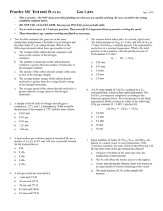 Practice MC Test unit D (Ch 10) Gas Laws