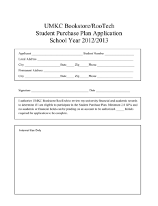 UMKC Bookstore/RooTech Student Purchase Plan Application