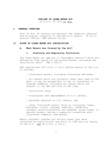 1 OUTLINE OF CLEAN WATER ACT 33 USC §§ 1251 et seq