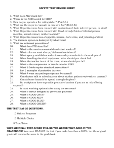SAFETY TEST REVIEW SHEET 1. What does AED stand for? 2