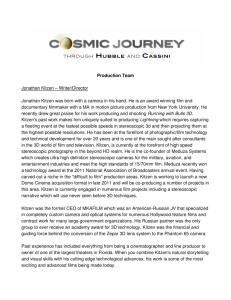 Cosmic Journey Production Team Bios