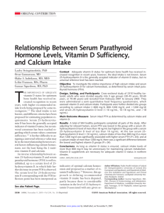 Relationship Between Serum Parathyroid Hormone Levels, Vitamin