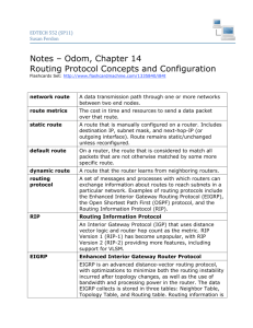 Notes – Odom, Chapter 14 Routing Protocol Concepts