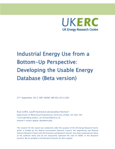 Industrial Energy Use from a Bottom-Up Perspective: Developing the