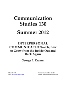 Communication Studies 130 Summer 2012