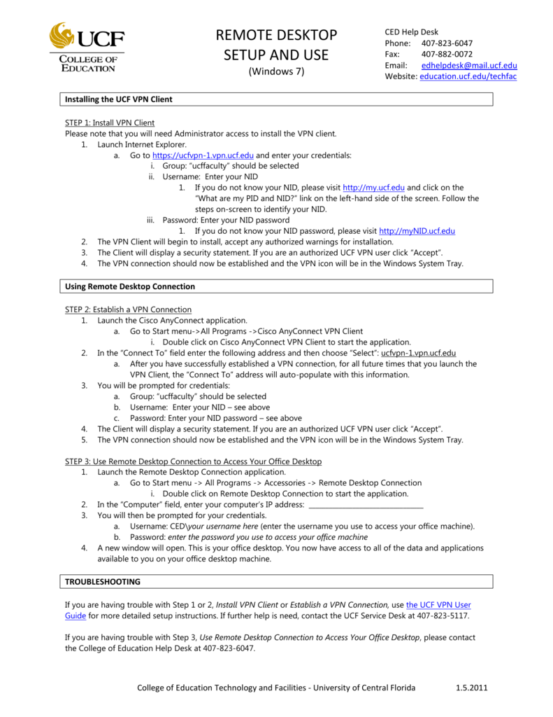 Remote Desktop Setup And Use Ucf College Of Education