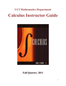 Calculus Instructor Guide - Department of Mathematics