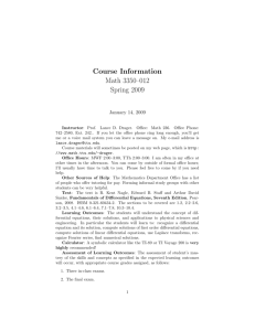 Course Information Math 3350–012 Spring 2009