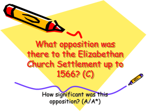 What opposition was there to the Elizabethan Church Settlement up