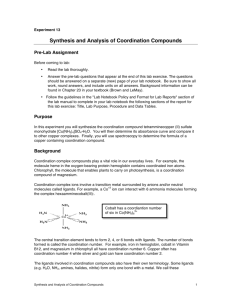Synthesis and Analysis of Coordination Compounds