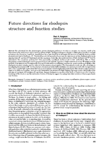 Future directions for rhodopsin structure and