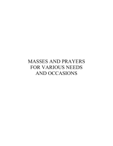 MASSES AND PRAYERS FOR VARIOUS NEEDS AND OCCASIONS
