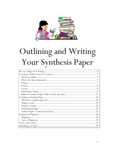 Outlining and Writing Your Synthesis Paper