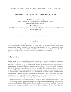 COUNTING FUNCTIONS AND FINITE DIFFERENCES Natalio H