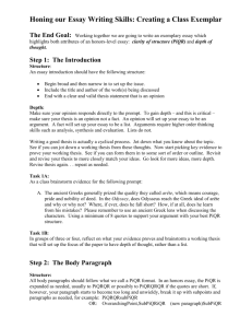 Honing our Essay Writing Skills: Creating a Class Exemplar