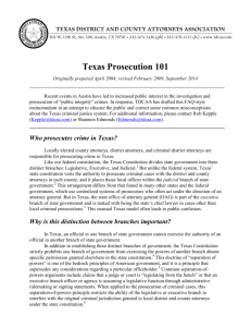 Texas Prosecution 101 - Texas District & County Attorneys Association