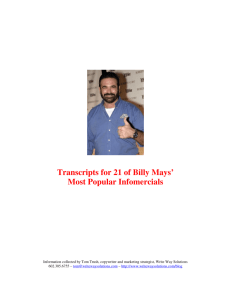 Transcripts for 21 of Billy Mays' Most Popular Infomercials