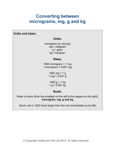 Converting between micrograms, mg, g and kg