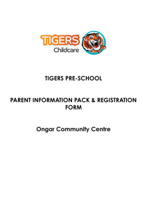 TIGERS PRE-SCHOOL PARENT INFORMATION