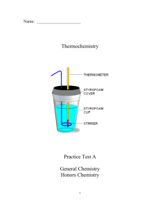Thermochemistry Practice Test A General Chemistry Honors