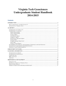 Virginia Tech Geosciences Undergraduate Student Handbook 2014